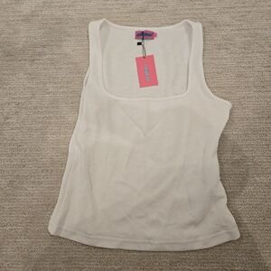 Edikted White Ribbed Tank Top NWT Size L